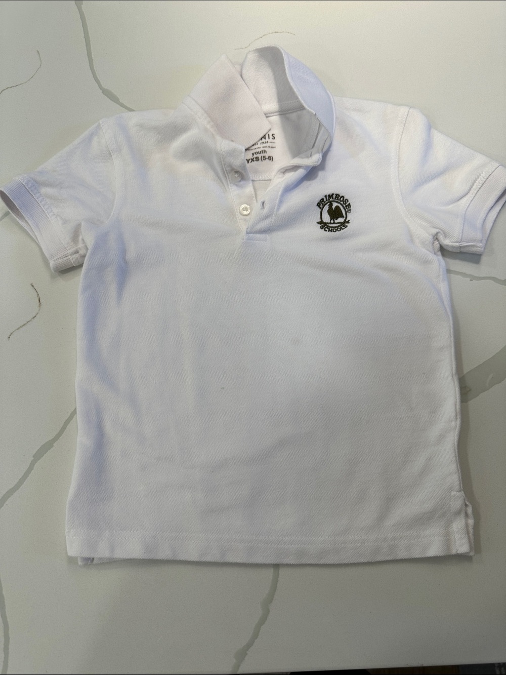 Dennis uniform primrose school short sleeve polo shirt white green XS 5 / 6